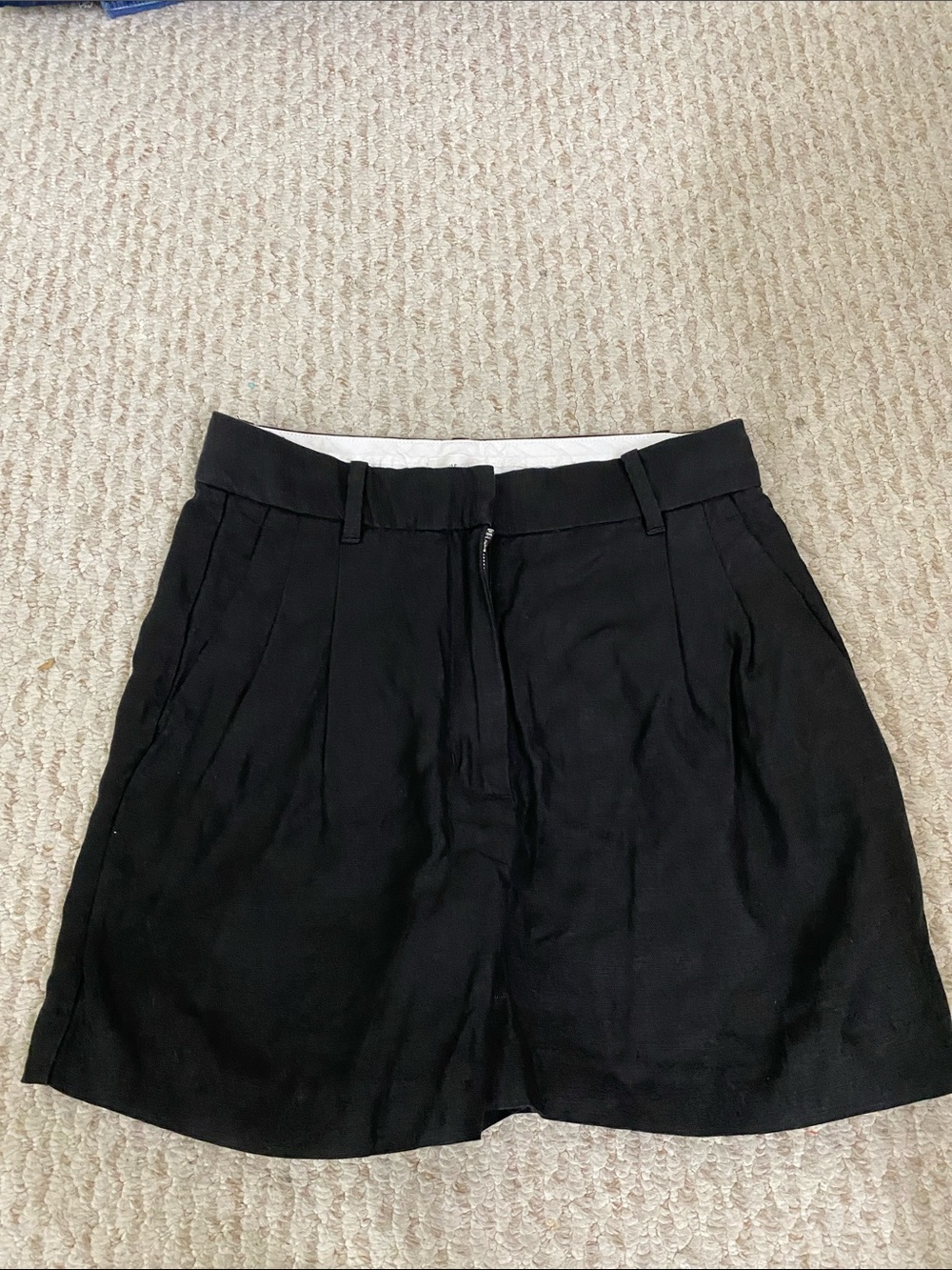 Wilfred Black High-Waist Pleated Shorts